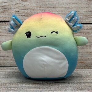 Squishmallows 8 Inch Miss Vi Rainbow Ombre Axolotl Plush Winking Toy